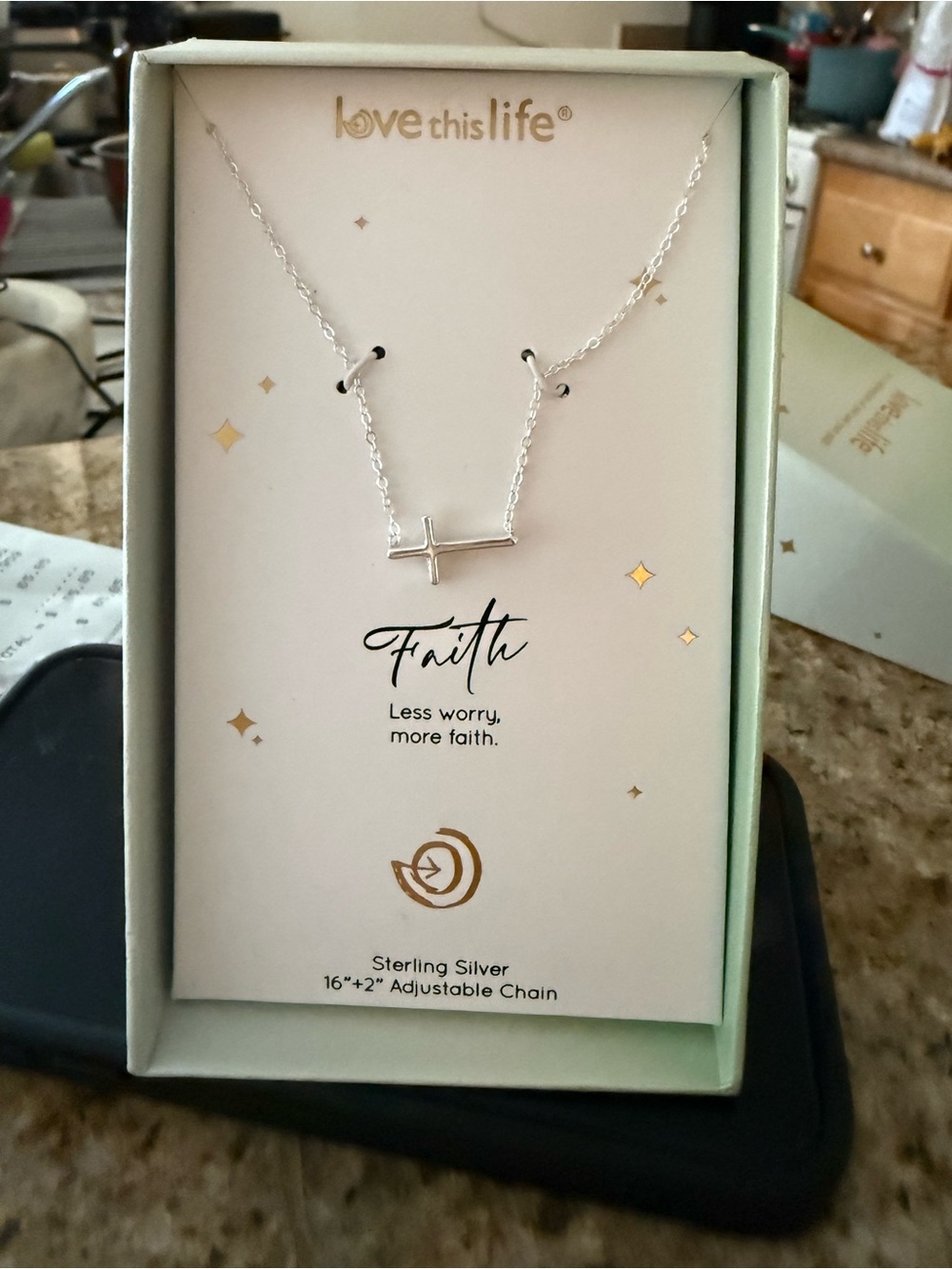 Love This Life Sterling Silver 'Faith' Cross Necklace - Silver